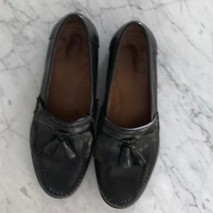 Black slip on tassel loafers Bass size 10